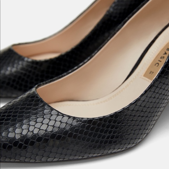 Snakeskin Patent Genuine Leather Block Heel Pumps - Picture 3 of 8
